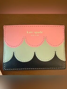 kate spade Scallop Card Holder - Pink, Mint & Black